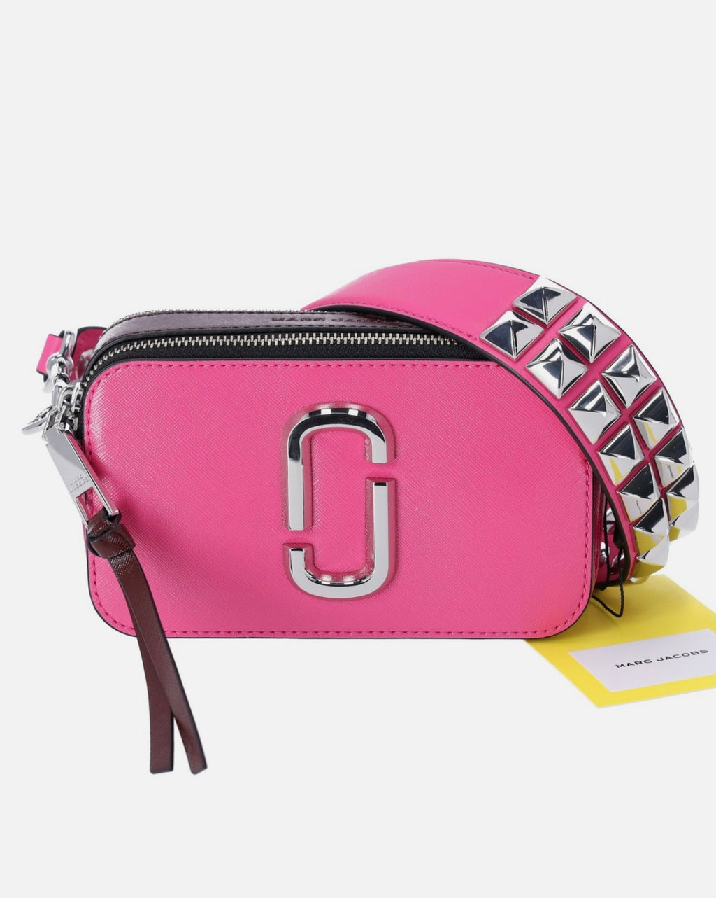 Snapshot Shoulder Bag Magenta Pink | Studded Saffiano Purse